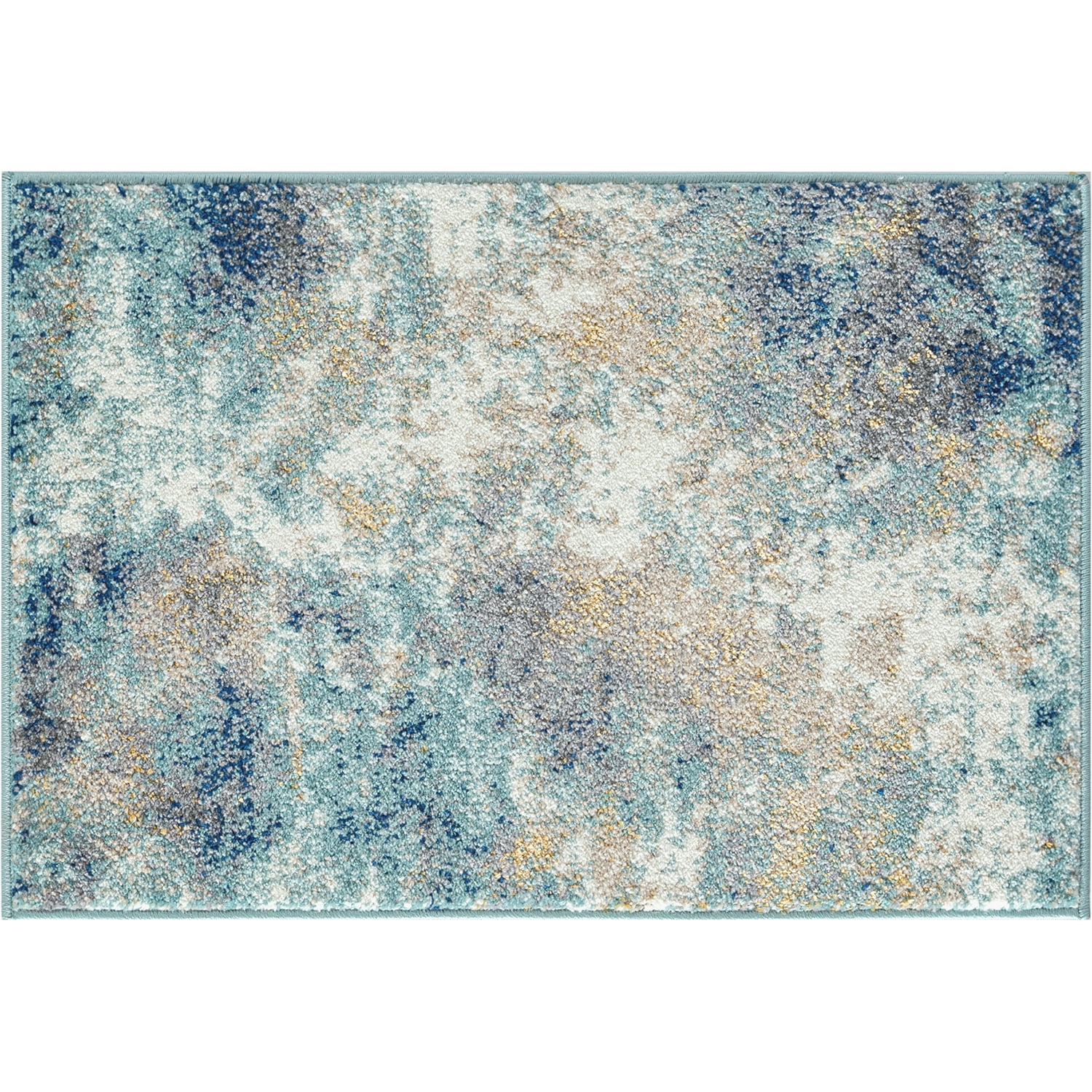 2x3 Modern Aqua Small Area Rug, Throw Mat for Indoor Entry | Ideal for Kitchen or Bathroom Rugs 2' x 3'