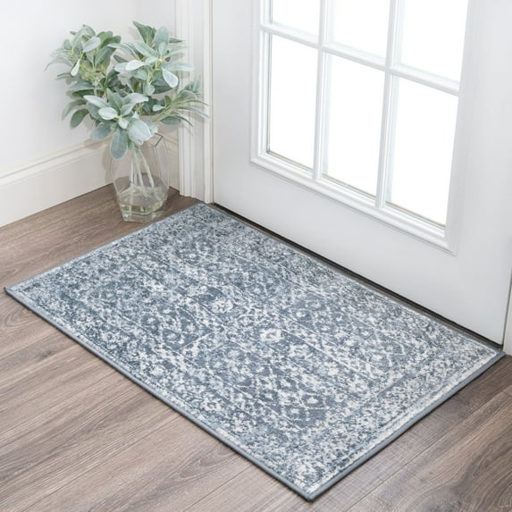 2x3 Modern Blue Small Area Rug, Throw Mat for Indoor Entry | Ideal for Kitchen or Bathroom Rugs 2' x 3'