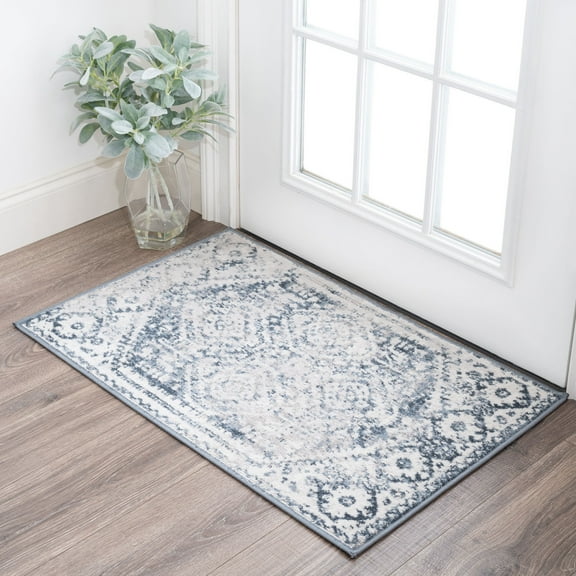 2x3 Modern Blue Small Area Rug, Throw Mat for Indoor Entry | Ideal for Kitchen or Bathroom Rugs 2' x 3'