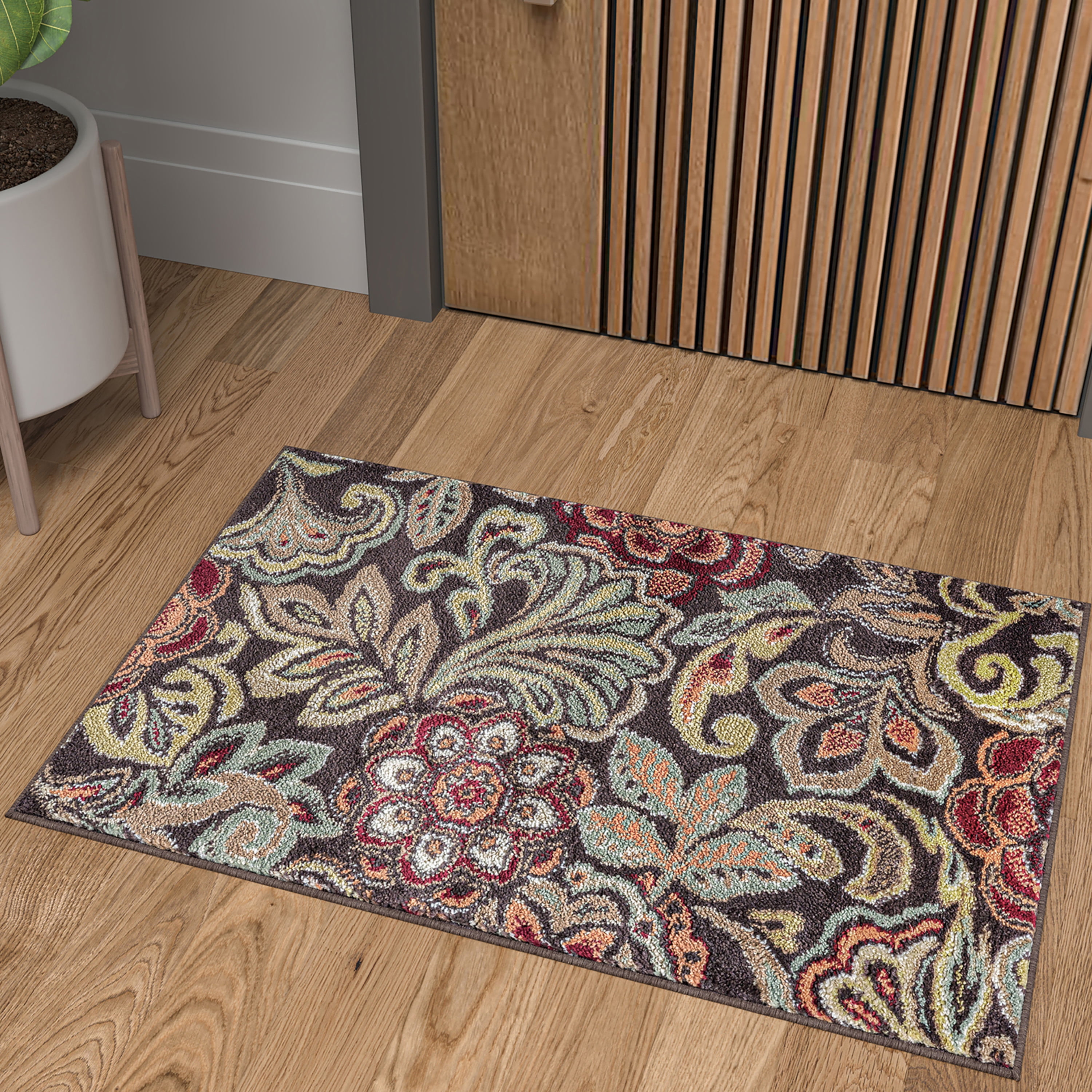 2x3 Modern Brown Small Area Rug, Throw Mat for Indoor Entry Ideal for Kitchen or Bathroom Rugs