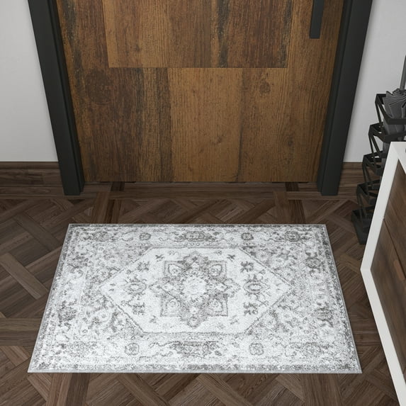 2x3 Modern Gray Small Area Rug, Throw Mat for Indoor Entry | Ideal for Kitchen or Bathroom Rugs 2' x 3'