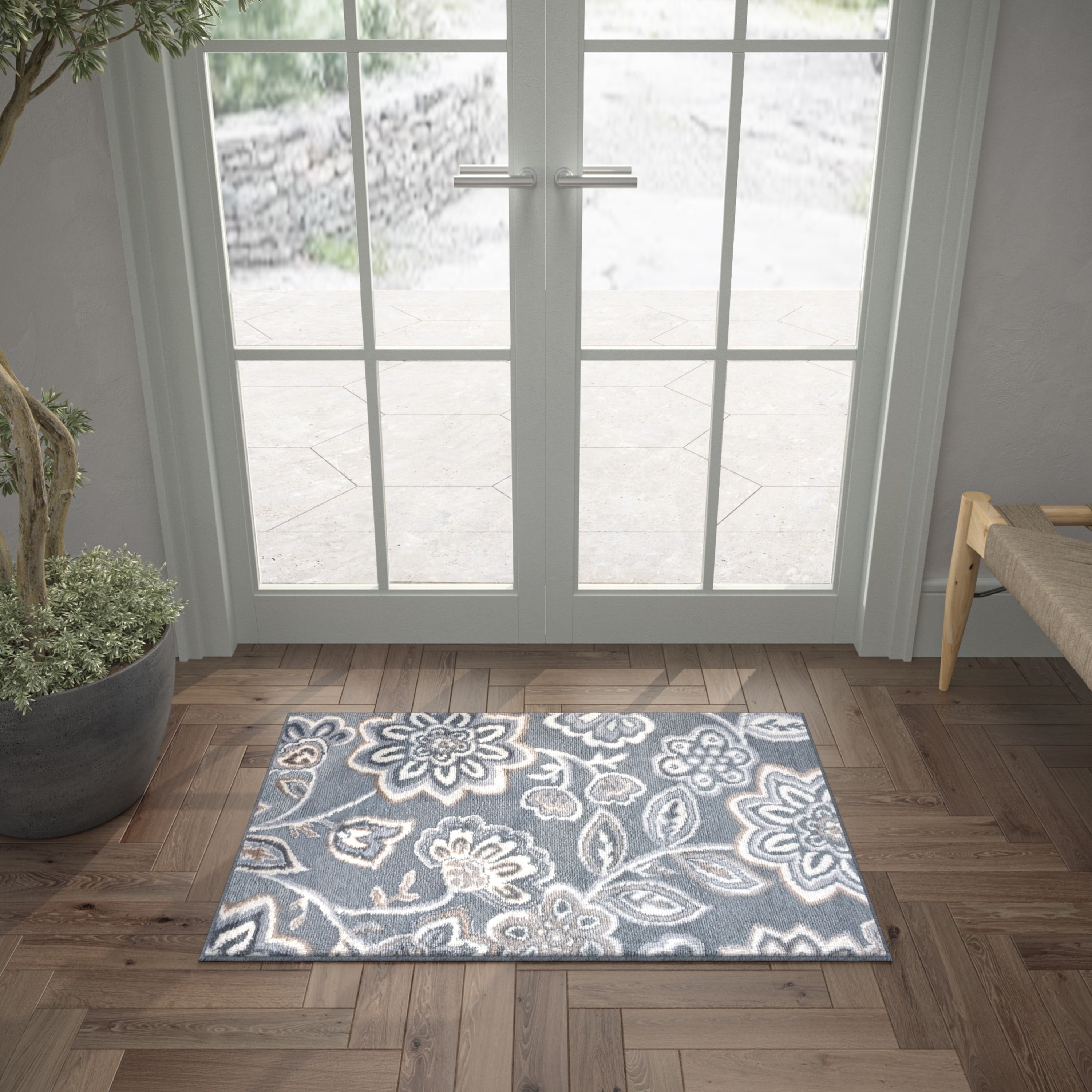 2x3 Modern Gray Small Area Rug, Throw Mat for Indoor Entry Ideal for