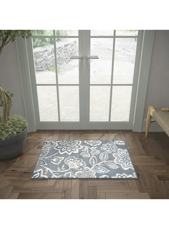 2x3 Modern Gray Small Area Rug, Throw Mat for Indoor Entry | Ideal for Kitchen or Bathroom Rugs 2' x 3'