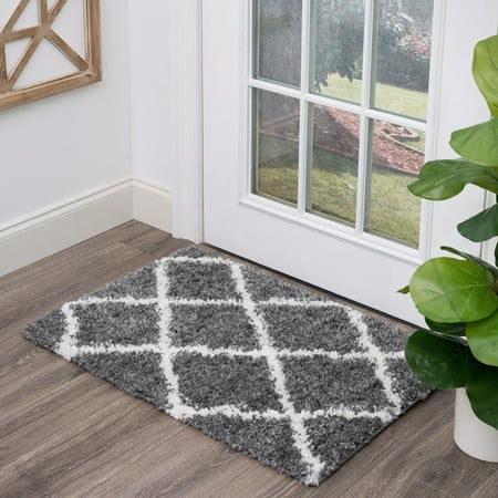 Bliss Rugs Transitional Diamond 2' x 3' Gray and White Polypropylene Indoor Area Rug, 2' x 3'