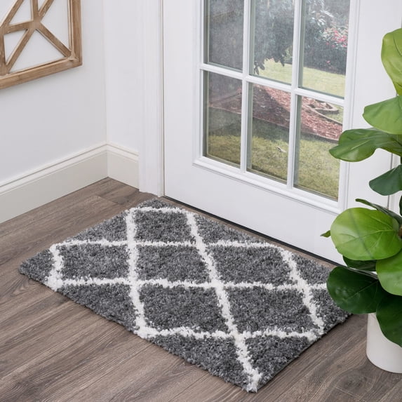 Bliss Rugs Transitional Diamond 2' x 3' Gray and White Polypropylene Indoor Area Rug, 2' x 3'