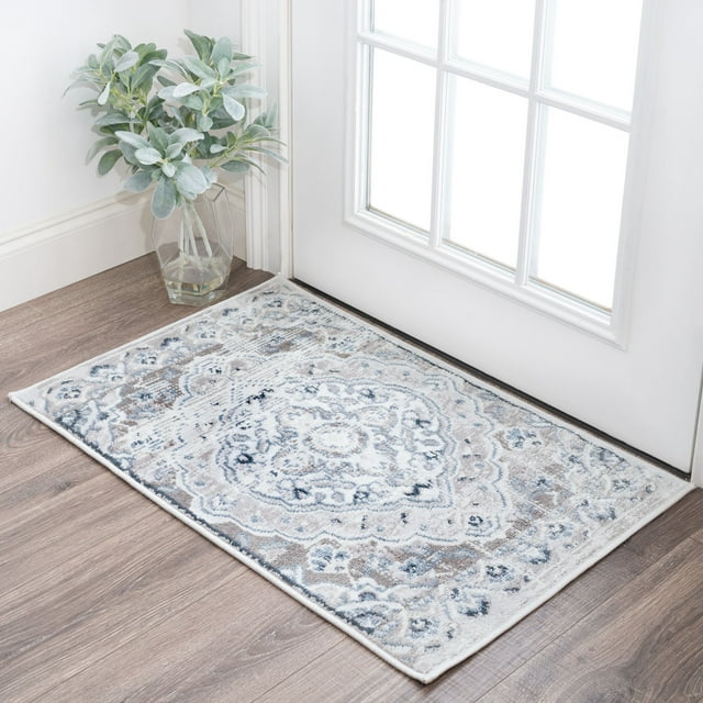Bliss Rugs Traditional Indoor Doormat Medallion Floor Mat for Entrance