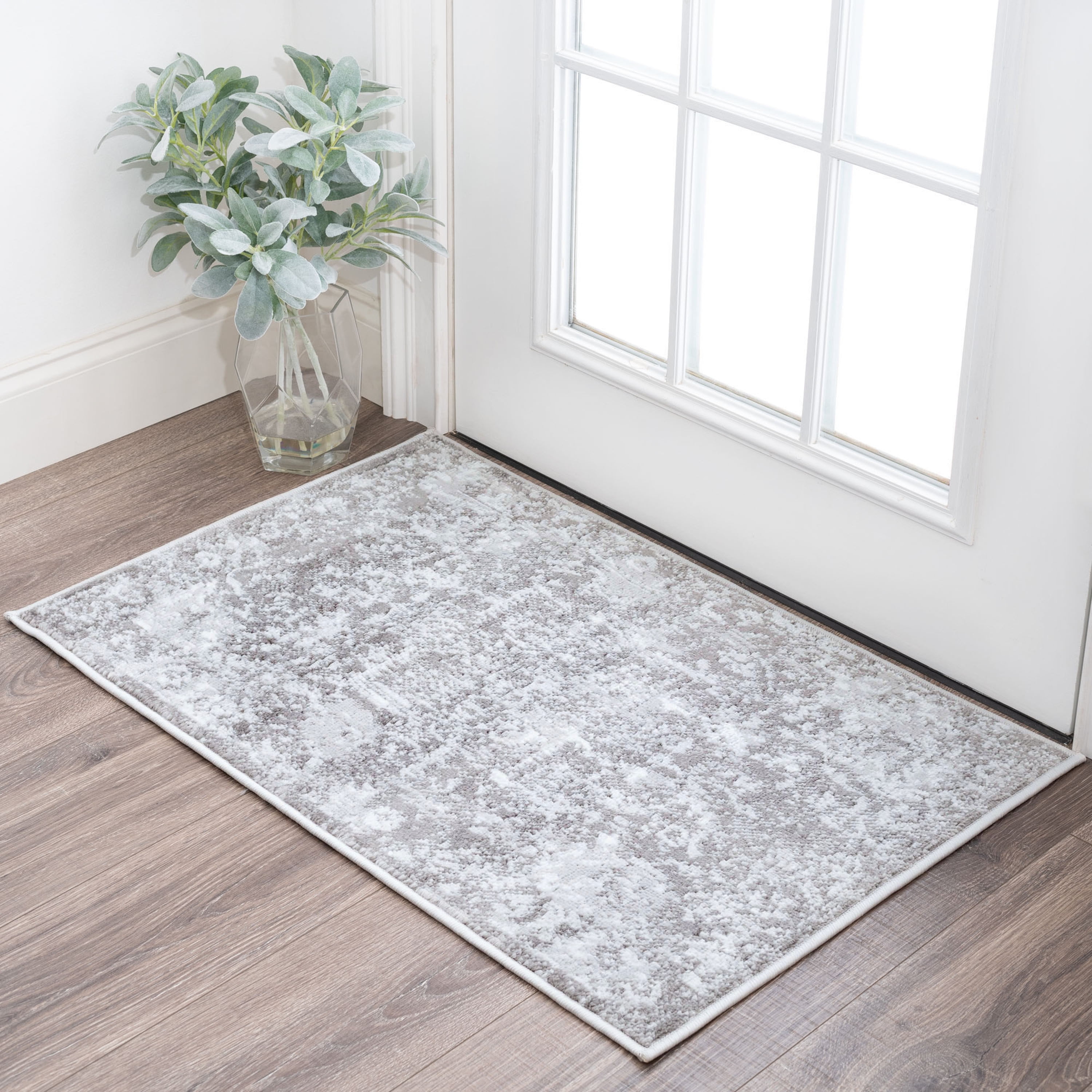 2x3 Modern Gray Small Area Rug, Throw Mat for Indoor Entry Ideal for