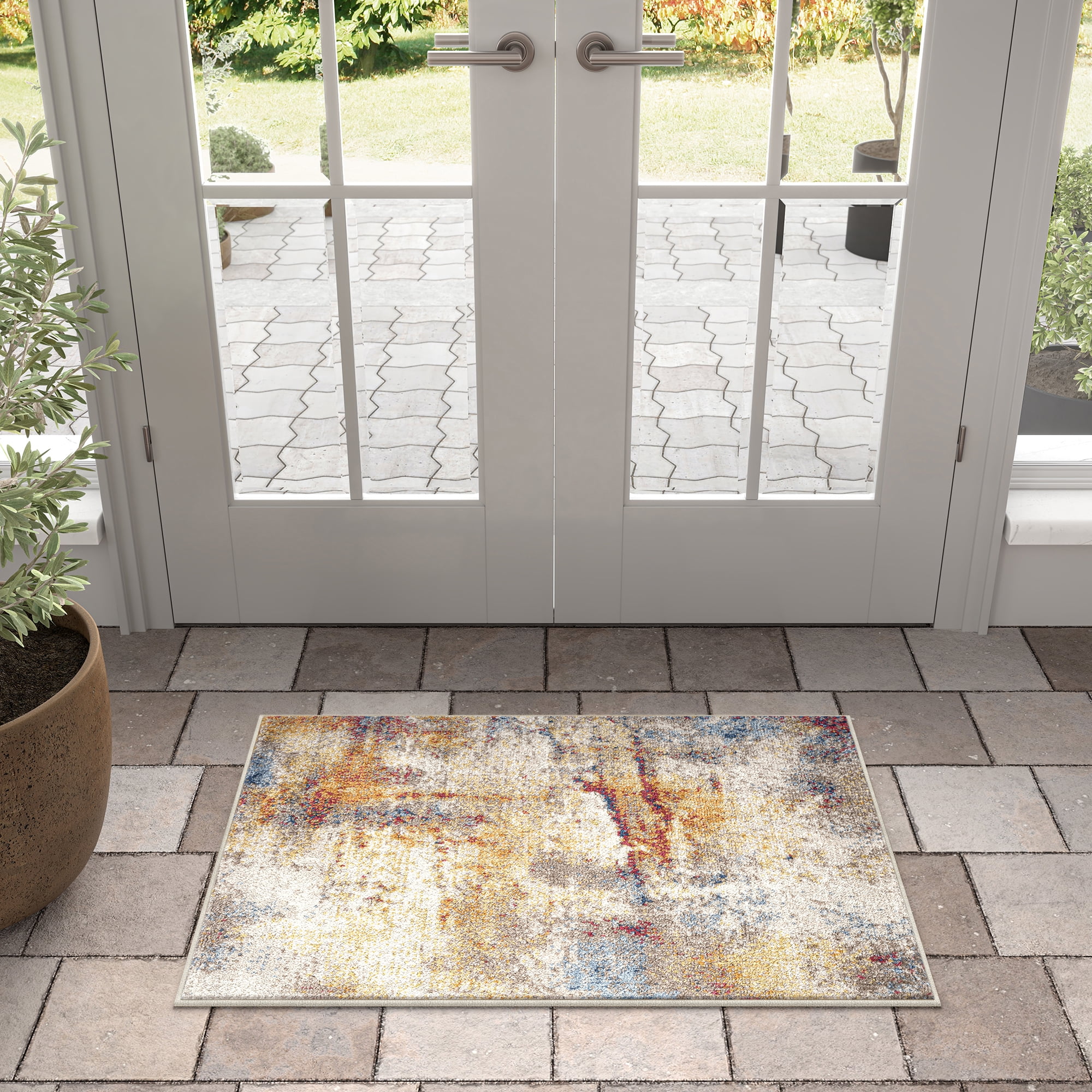 Chelsea Contemporary Abstract 2' x 3' Multicolor Polypropylene Indoor Area Rug, 2' x 3'