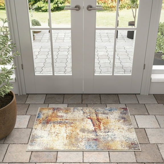 Chelsea Contemporary Abstract 2' x 3' Multicolor Polypropylene Indoor Area Rug, 2' x 3'