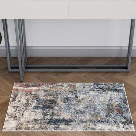 2x3 Modern Navy Small Area Rug, Throw Mat for Indoor Entry | Ideal for Kitchen or Bathroom Rugs 2' x 3'