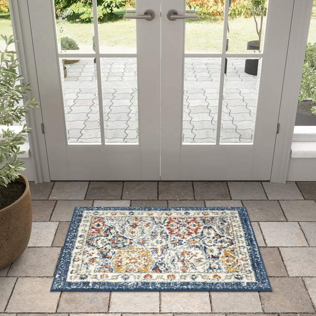 2x3 Modern Navy Small Area Rug, Throw Mat for Indoor Entry Ideal for