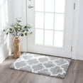 thumbnail image 1 of Bliss Rugs Shag Indoor Rug Fluffy Geometric Floor Mat for Kitchen, Laundry Room, Bathroom, Entrance, Front Door | Silver, 2' x 3', 1 of 9