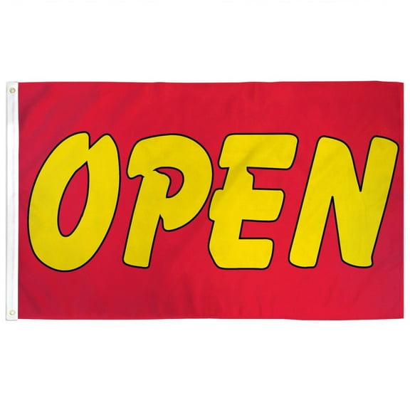 2x3 Open Red and Yellow Flag Business Advertising Polyester Banner Outdoor New