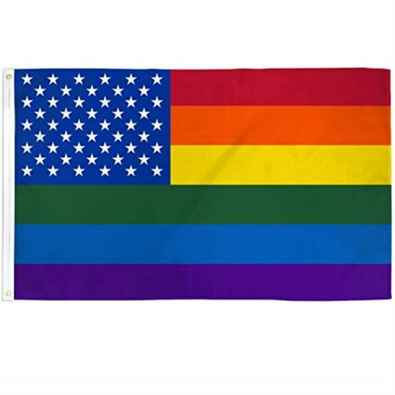 2x3 Rainbow US Stars Waterproof American Flag Gay Pride LGBTQ Outdoor Banner
