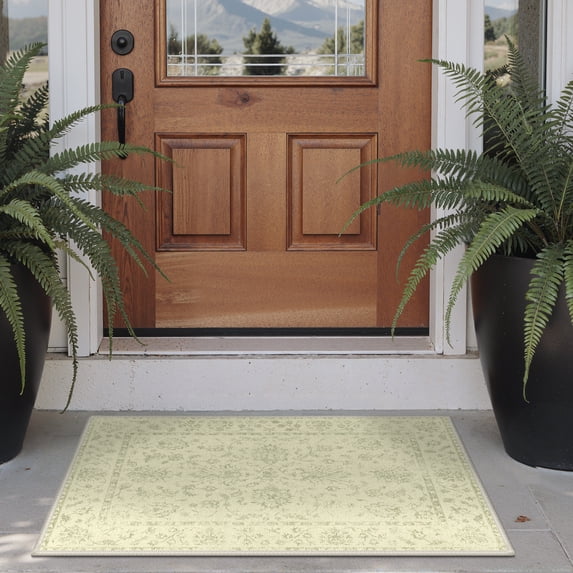 DEORAB 2x3 Area Rugs Persian Mint Green Low Pile Lightweight Machine Washable Non Slip Doormat for Entryway, Front Door, Kitchen, Bathroom