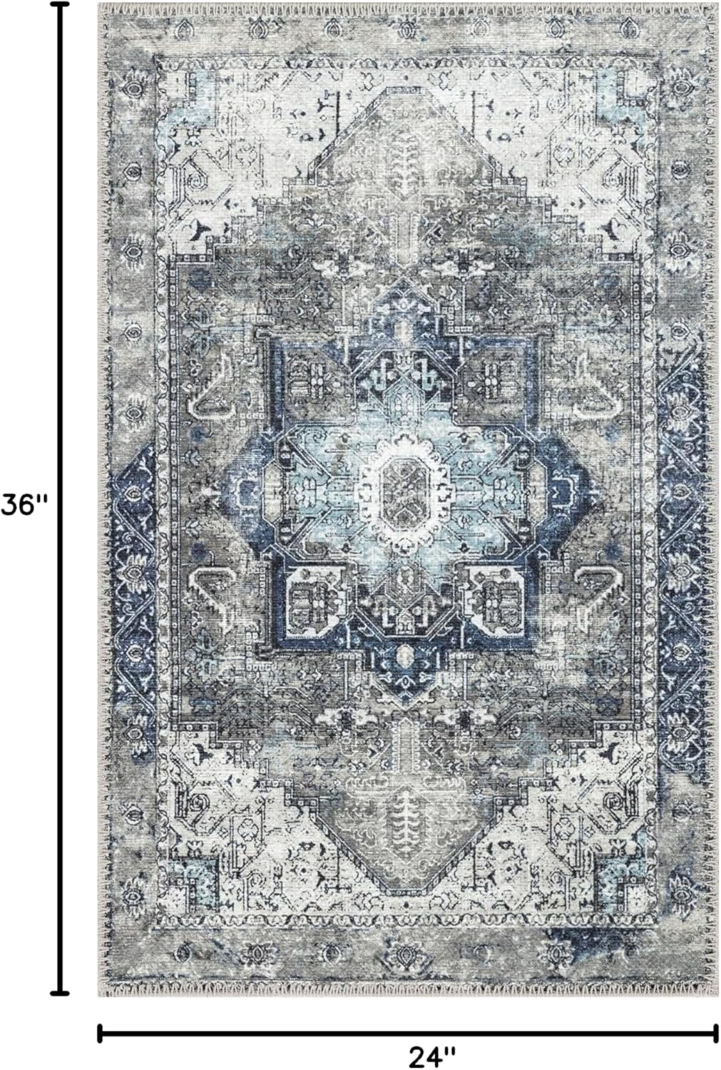 2x3 Rug - Machine Washable Entry Rug with Non-Slip Backing, Ideal for ...