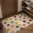 thumbnail image 1 of 2x3 Rug Non Slip Backing Low Pile Print Pattern, Machine Washable Light Weight Indoor Doormat for Entryway Kitchen Entrance Front Door Bathroom, Dots, Ivory, 1 of 1