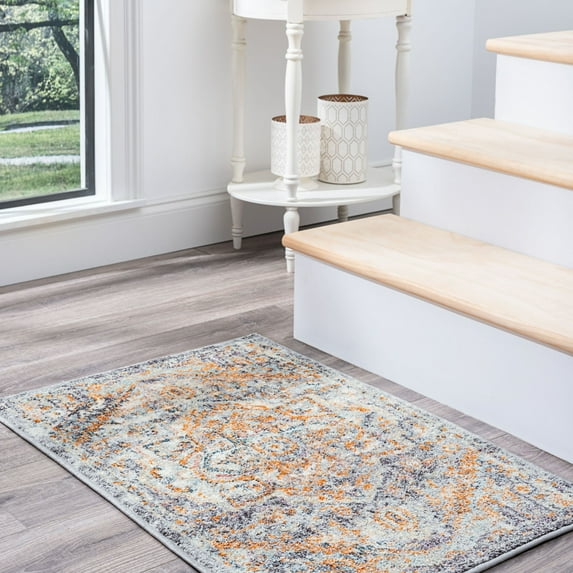 2x3 Traditional Blue Small Area Rug, Throw Mat for Indoor Entry | Ideal for Kitchen or Bathroom Rugs 2' x 3'
