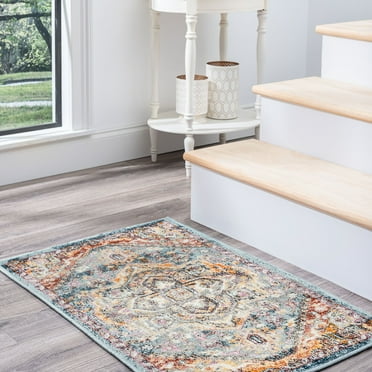 2x3 Traditional Denim Small Area Rug, Throw Mat for Indoor Entry | Ideal for Kitchen or Bathroom Rugs 2' x 3'