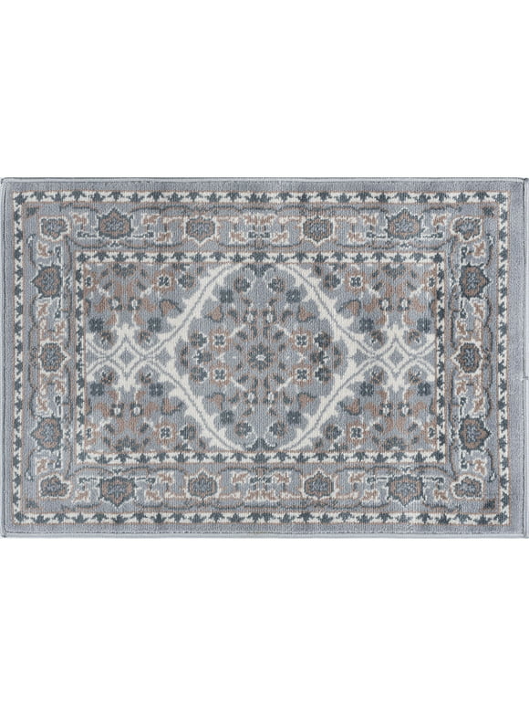 2x3 Traditional Gray Small Area Rug, Throw Mat for Indoor Entry | Ideal for Kitchen or Bathroom Rugs 2' x 3'
