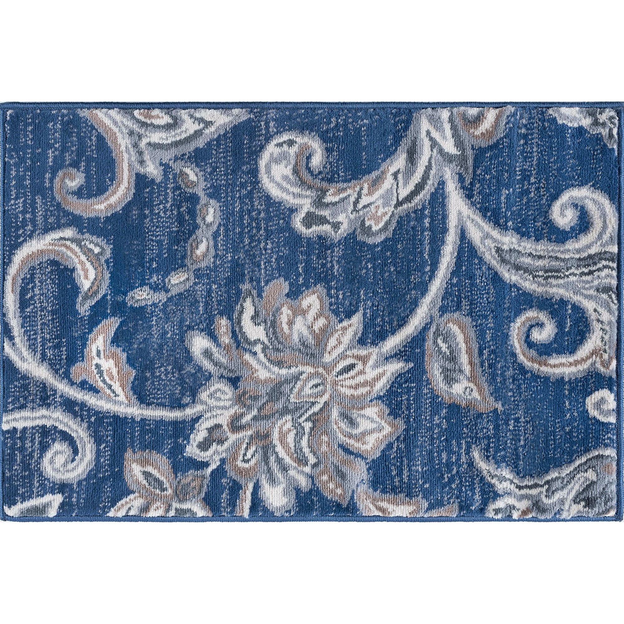 2x3 Transitional Navy Small Area Rug, Throw Mat for Indoor Entry