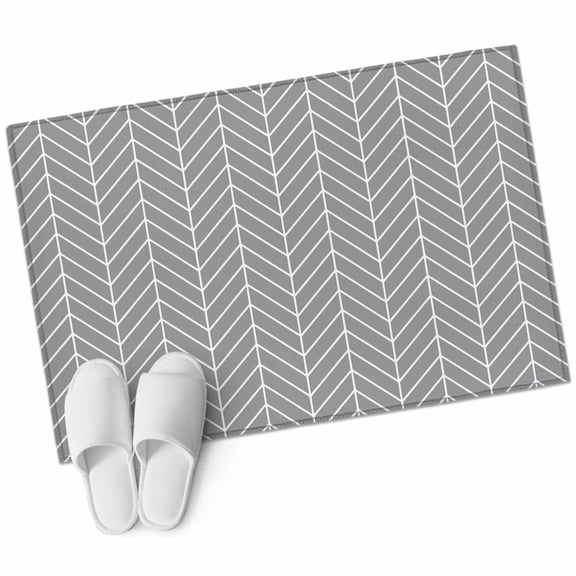 2x3 Washable Area Rugs,Abstract Gray White Herringbone Texture Non-Slip Soft Rug Indoor Carpet,Floor Rugs for Living Room Bedroom