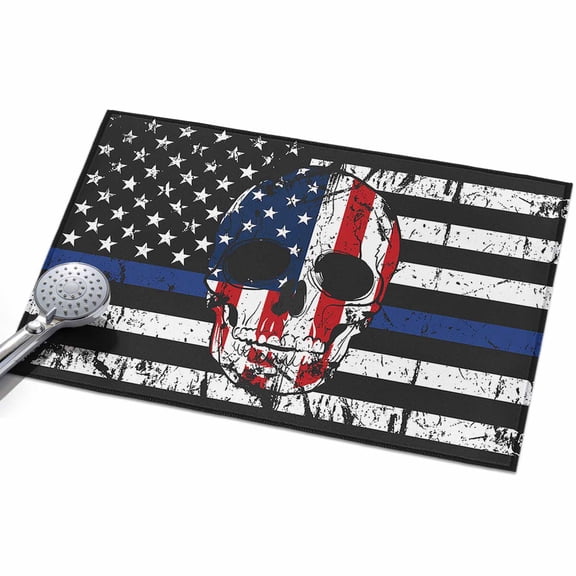 2x3 Washable Area Rugs,American Flag Skull Non-Slip Ultra Soft Rug Large Indoor Carpet,Patriot Black and White Floor Rugs for Home Living Room Bedroom Dining Room Office