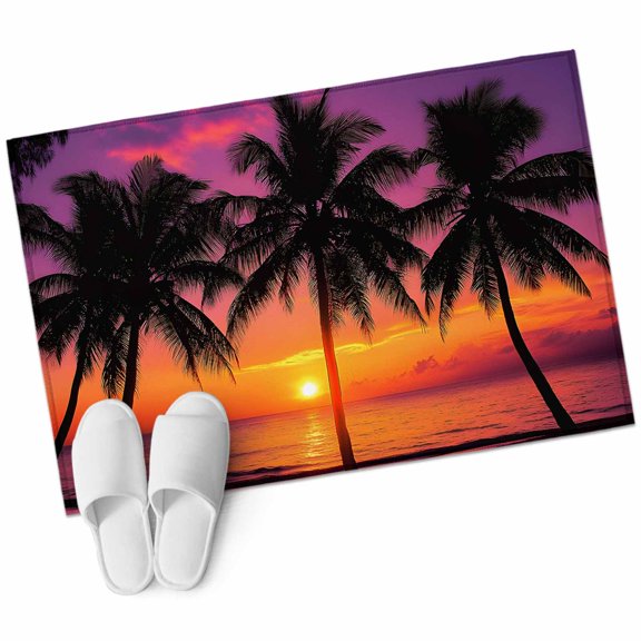 2x3 Washable Area Rugs,Beach Sunset Summer Coconut Tree Non-Slip Soft Rug Indoor Carpet,Floor Rugs for Living Room Bedroom