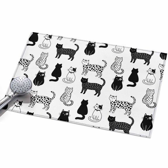 2x3 Washable Area Rugs,Black White Cats Non-Slip Ultra Soft Rug Large Indoor Carpet,Cute Spotted Leopard Print Kitty Floor Rugs for Home Living Room Bedroom Dining Room Office