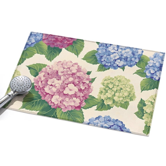 2x3 Washable Area Rugs,Blue Pink Green Hydrangea Blooms Non-Slip Ultra Soft Rug Large Indoor Carpet,Retro Floral Art Floor Rugs for Home Living Room Bedroom Dining Room Office