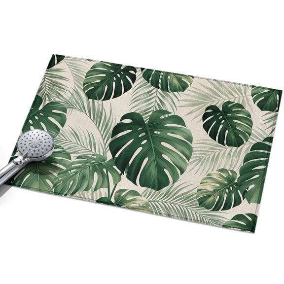 2x3 Washable Area Rugs,Botanical Jungle Leaves on Linen Non-Slip Ultra Soft Rug Large Indoor Carpet,Watercolor Monstera Palm Leaf Floor Rugs for Home Living Room Bedroom Dining Room Office