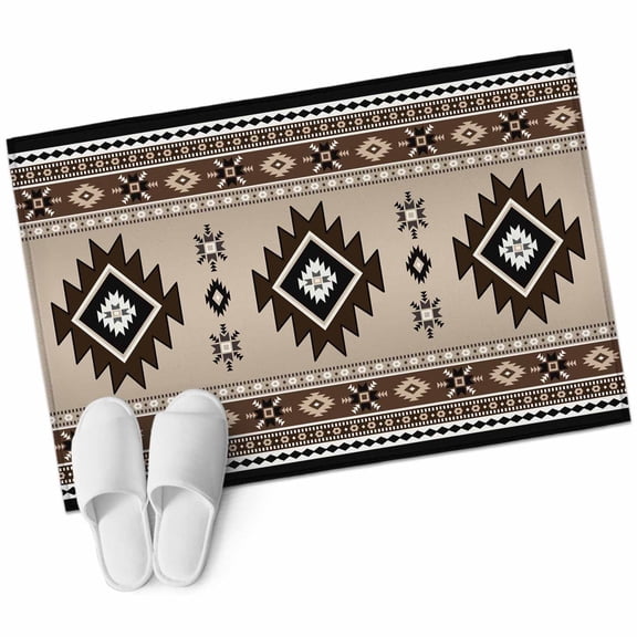 2x3 Washable Area Rugs,Brown Aztec Ethnic Style Non-Slip Soft Rug Indoor Carpet,Floor Rugs for Living Room Bedroom