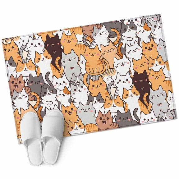 2x3 Washable Area Rugs,Cartoon Cute Kitty Non-Slip Soft Rug Indoor Carpet,Floor Rugs for Living Room Bedroom