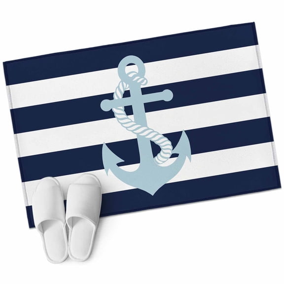 2x3 Washable Area Rugs,Classic Nautical Anchor Non-Slip Soft Rug Indoor Carpet,Floor Rugs for Living Room Bedroom