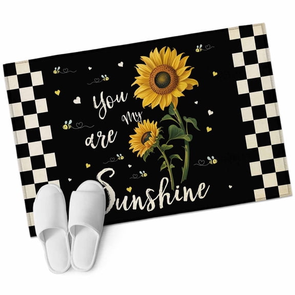 2x3 Washable Area Rugs,Country Sunflower Sunshine Quote Non-Slip Soft Rug Indoor Carpet,Floor Rugs for Living Room Bedroom