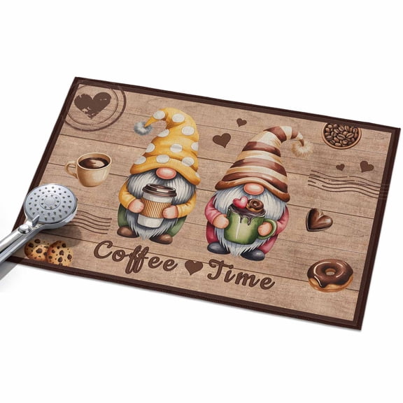 2x3 Washable Area Rugs,Countryside Dwarfs on Retro Wood Non-Slip Ultra Soft Rug Large Indoor Carpet,Coffee Time Words Floor Rugs for Home Living Room Bedroom Dining Room Office