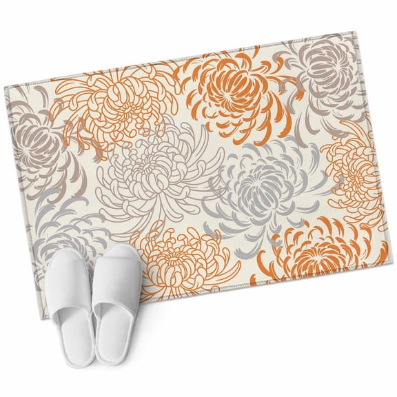 2x3 Washable Area Rugs,Fall Orange Chrysanthemums Flower Non-Slip Soft Rug Indoor Carpet,Floor Rugs for Living Room Bedroom