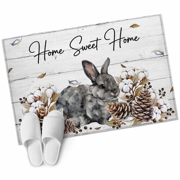 2x3 Washable Area Rugs,Farm Rabbit Pine Cone Berry Non-Slip Soft Rug Indoor Carpet,Floor Rugs for Living Room Bedroom