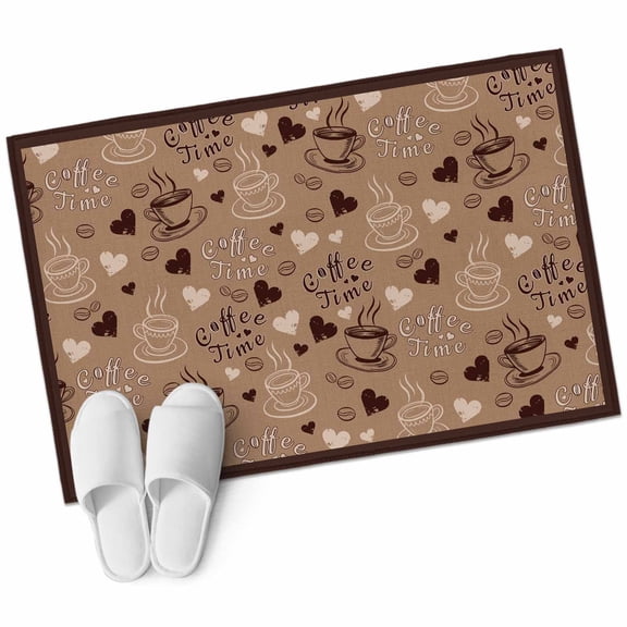 2x3 Washable Area Rugs,Farmhouse Coffee Time Text Non-Slip Soft Rug Indoor Carpet,Floor Rugs for Living Room Bedroom