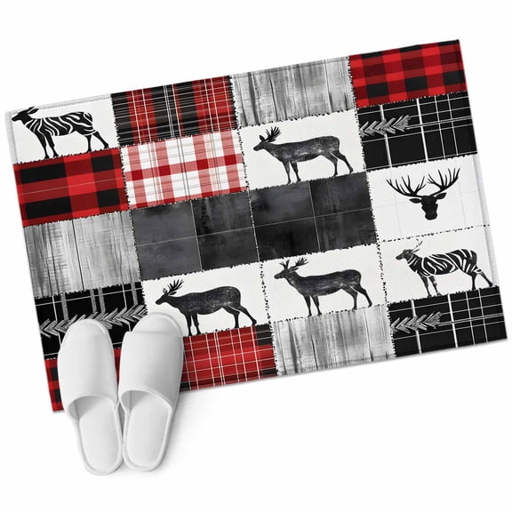 2x3 Washable Area Rugs,Farmhouse Deer Animal Theme Non-Slip Soft Rug Indoor Carpet,Floor Rugs for Living Room Bedroom