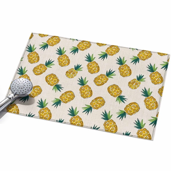 2x3 Washable Area Rugs,Fruit Pineapple Pattern Non-Slip Ultra Soft Rug Large Indoor Carpet,Retro Linen Background Floor Rugs for Home Living Room Bedroom Dining Room Office