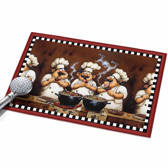 2x3 Washable Area Rugs,Fun Chef Food Kitchen Cooking Non-Slip Ultra Soft Rug Large Indoor Carpet,Black White Checked Floor Rugs for Home Living Room Bedroom Dining Room Office