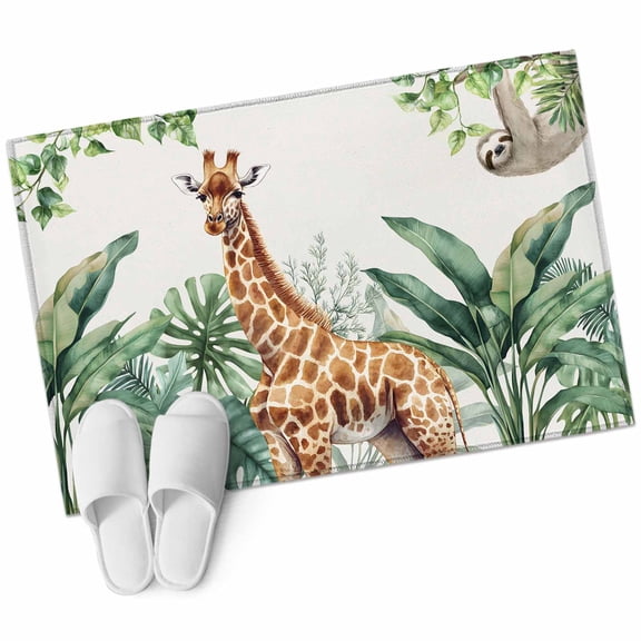 2x3 Washable Area Rugs,Giraffe Sloth Tropical Animal Non-Slip Soft Rug Indoor Carpet,Floor Rugs for Living Room Bedroom