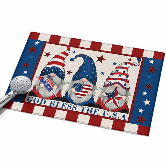 2x3 Washable Area Rugs,Gnome USA Flag Blue Stars Stripes Independence Day Non-Slip Ultra Soft Rug Large Indoor Carpet,Pentagram Floor Rugs for Home Living Room Bedroom Dining Room Office