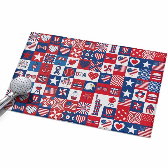 2x3 Washable Area Rugs,Independence Day USA Flag Non-Slip Ultra Soft Rug Large Indoor Carpet,Abstract Geometric July 4th Floor Rugs for Home Living Room Bedroom Dining Room Office