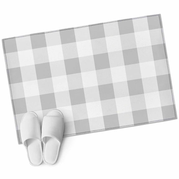 2x3 Washable Area Rugs,Light Grey White Plaid Non-Slip Soft Rug Indoor Carpet,Floor Rugs for Living Room Bedroom