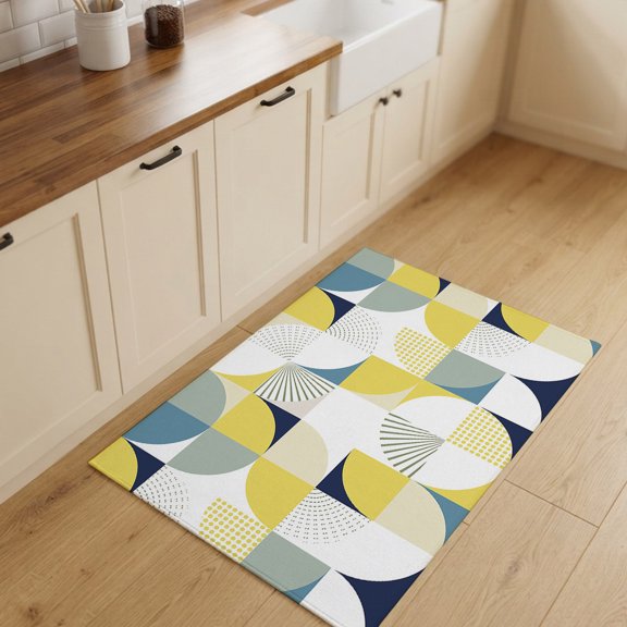 2x3 Washable Area Rugs,Mid Century Geometric Splicing Art Non-Slip Ultra Soft Rug Large Indoor Carpet,Circle Square with Stripe Dot Floor Rugs for Home Living Room Bedroom Dining Room Office