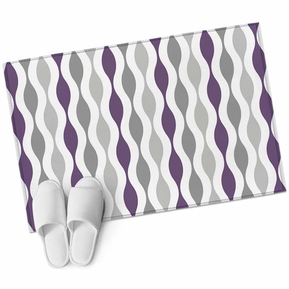 2x3 Washable Area Rugs,Mid Century Purple Stripe Ripple Non-Slip Soft Rug Indoor Carpet,Floor Rugs for Living Room Bedroom