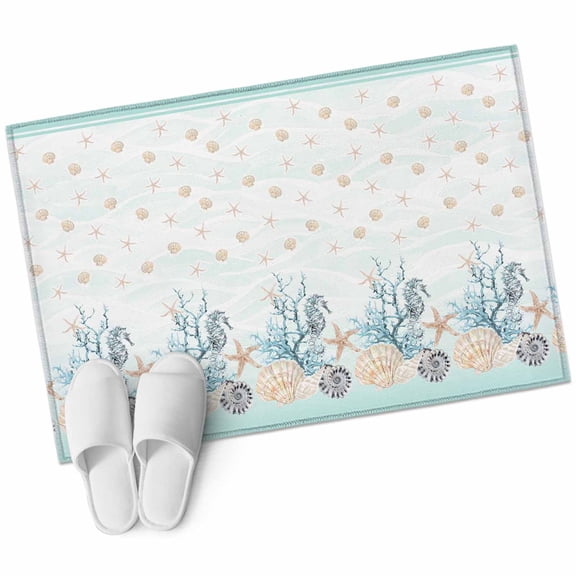 2x3 Washable Area Rugs,Mini Shell Summer Ocean Coral Non-Slip Soft Rug Indoor Carpet,Floor Rugs for Living Room Bedroom