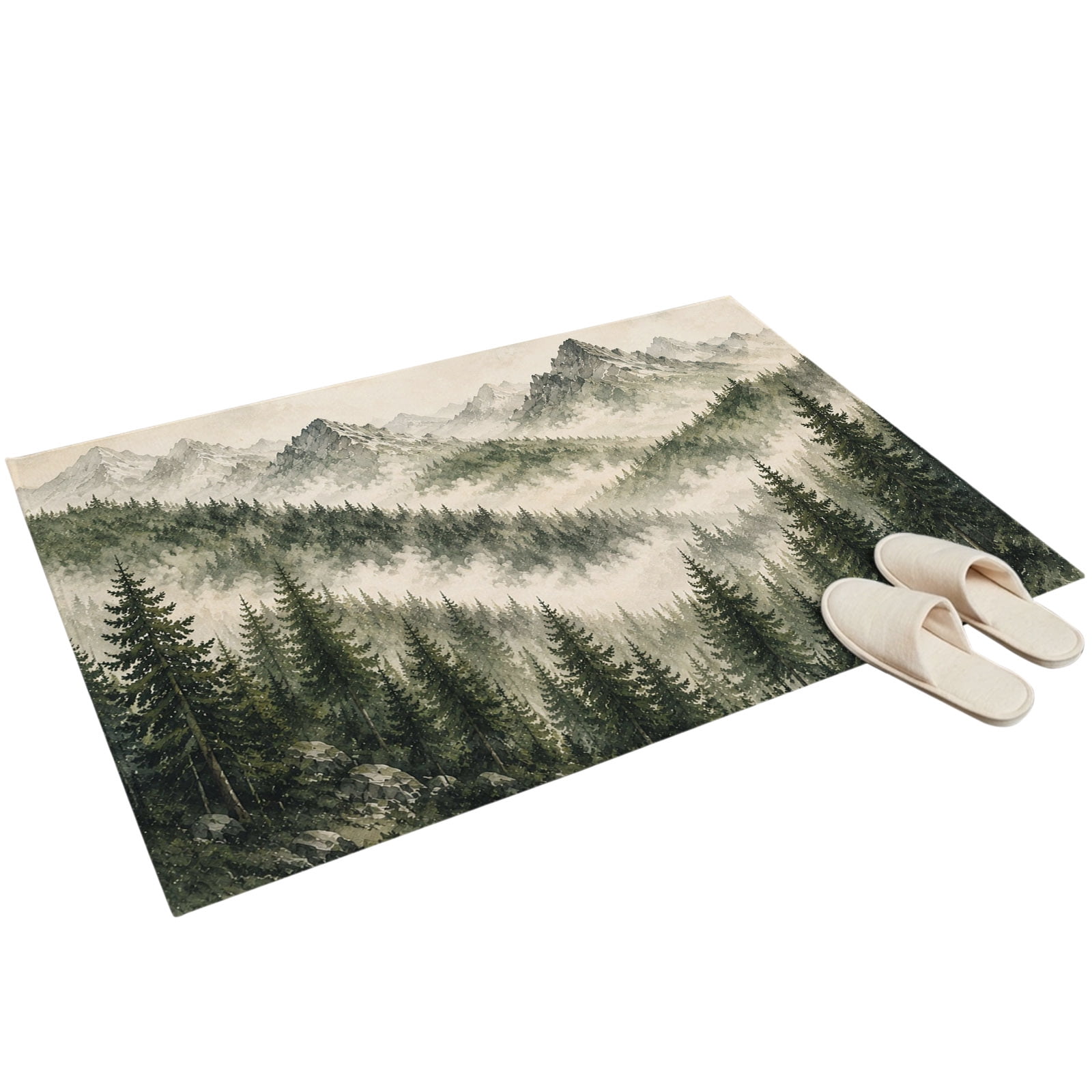 Foresty Rug 2x3 Washable Area Rugs,Misty Forest Mountain Peaks Non-Slip Ultra Soft ...